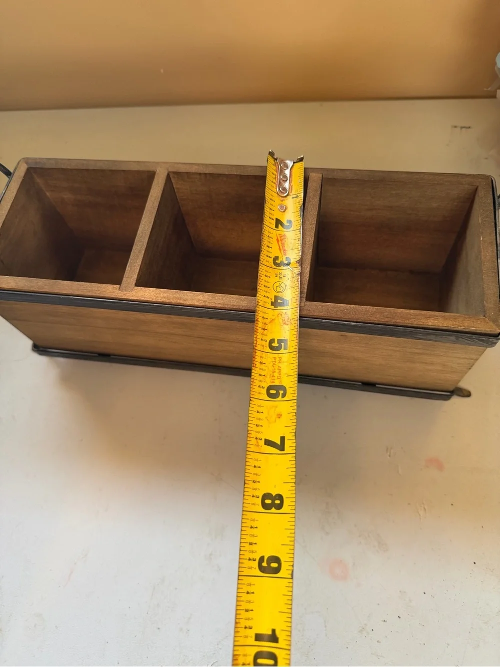 Wooden Three-Compartment Organizer - Natural Brown